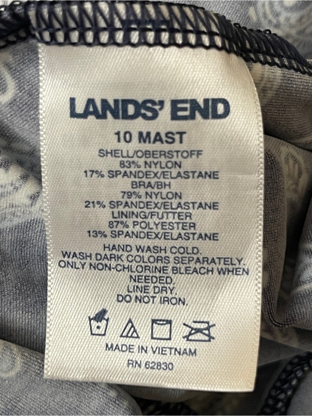 Land’s End Paisley Tankini Sz. 10 Mastectomy Adjustable Straps Shelf Bra Swim - Picture 6 of 7